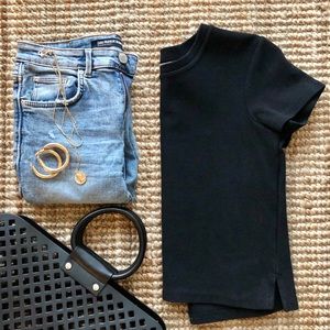 Zara black structured crop top